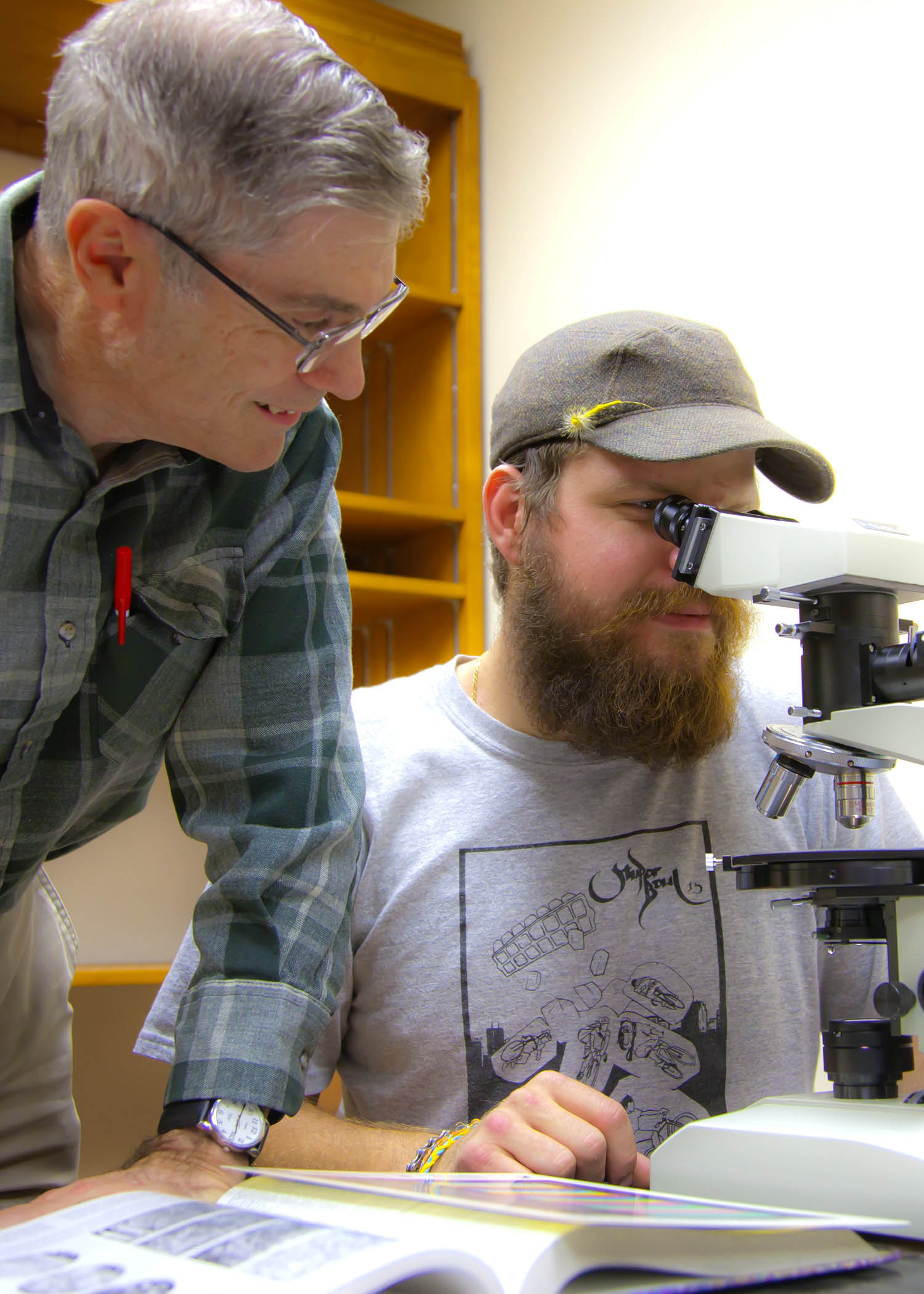 With a student in th elab